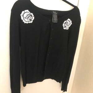 Black and White Rose and Skull Cardigan